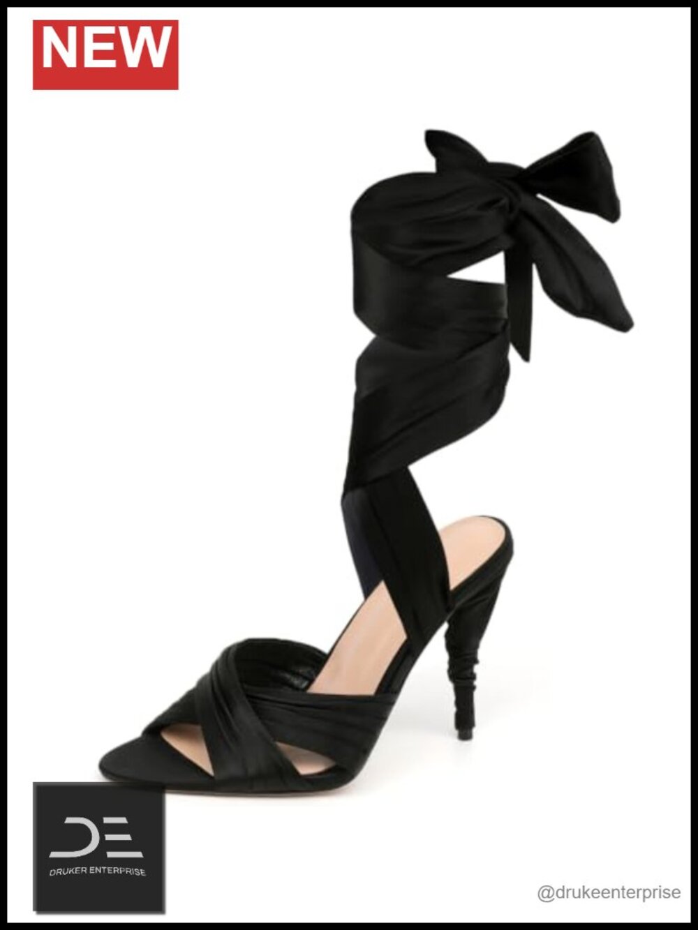 Satin Lace-Up Heels with Bow Ankle Wrap Stiletto Sandals Women's